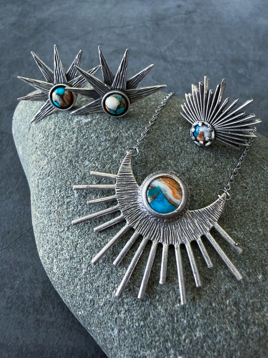 Sun Goddess Jewelry Set with Copper Oyster Turquoise