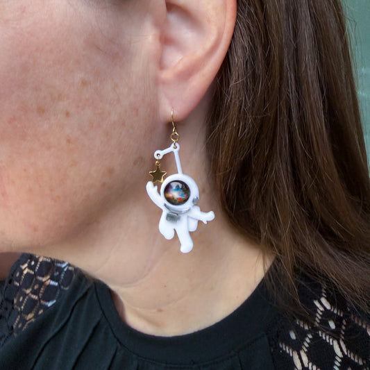 Galaxy Explorer Earrings - 3D Printed Astronaut Earrings, Reach for the Stars, Galaxy Choice Earrings, Perfect Gift for Stargazers