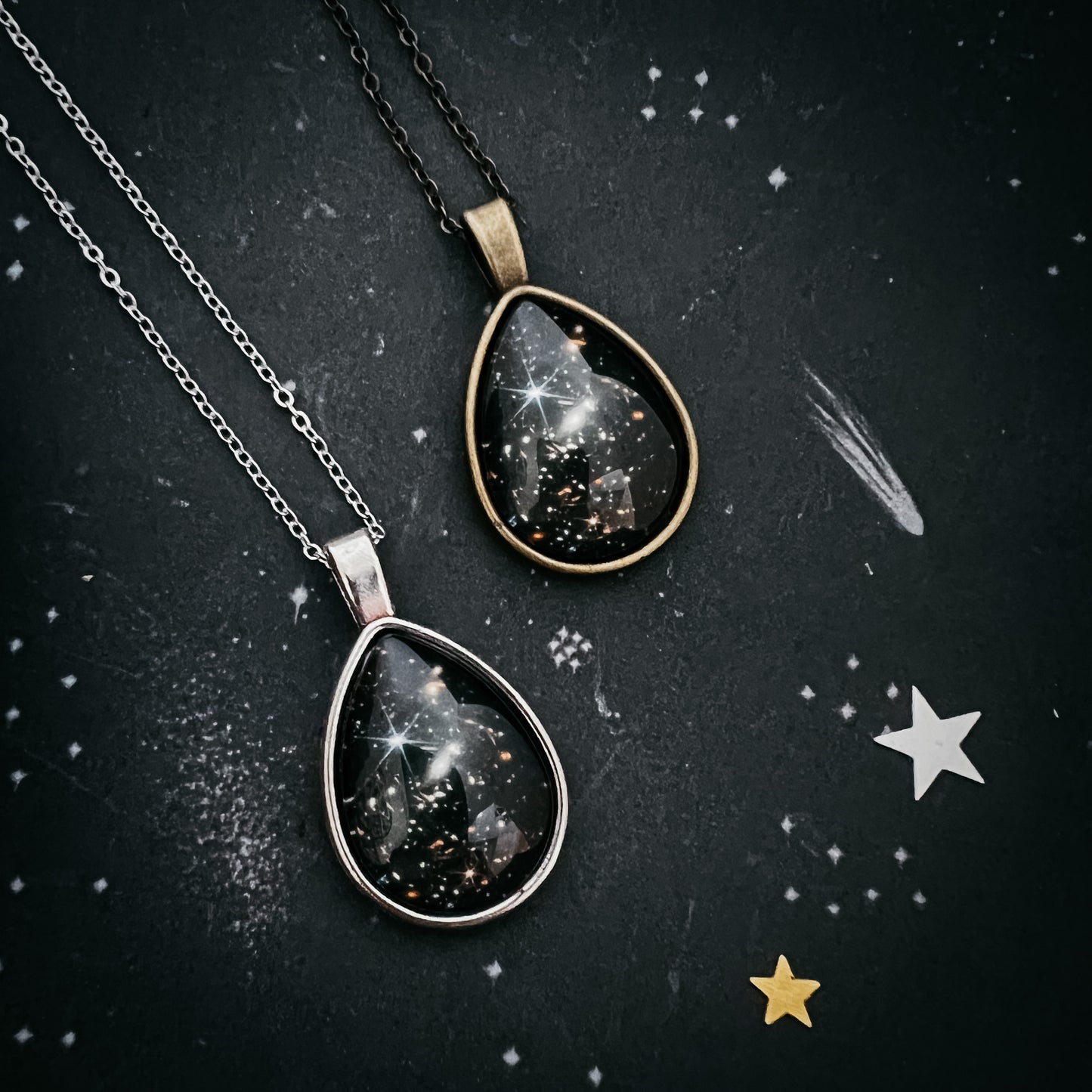 JWST Deep Field Drops in Cosmic Ocean Teardrop Necklace Necklace Yugen Handmade
