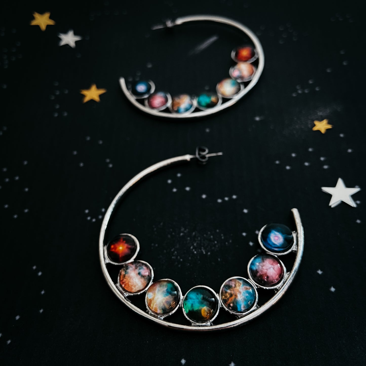Nebula Rainbow Pride Hoop Earrings Earrings Yugen Handmade
