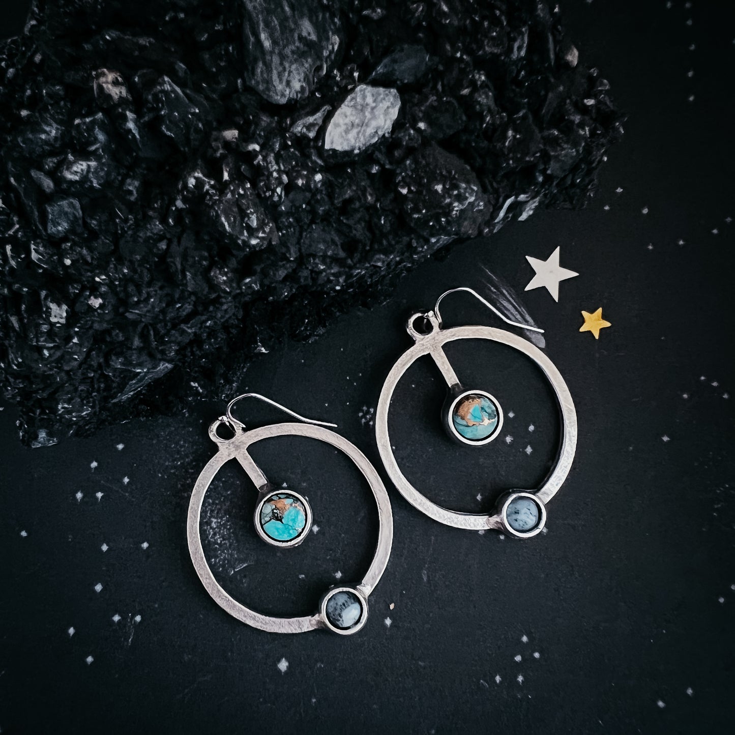 Artemis Earrings - Lunar Orbit Dangles with Natural Stones Earrings Yugen Handmade   