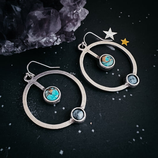 Artemis Earrings - Lunar Orbit Dangles with Natural Stones Earrings Yugen Handmade