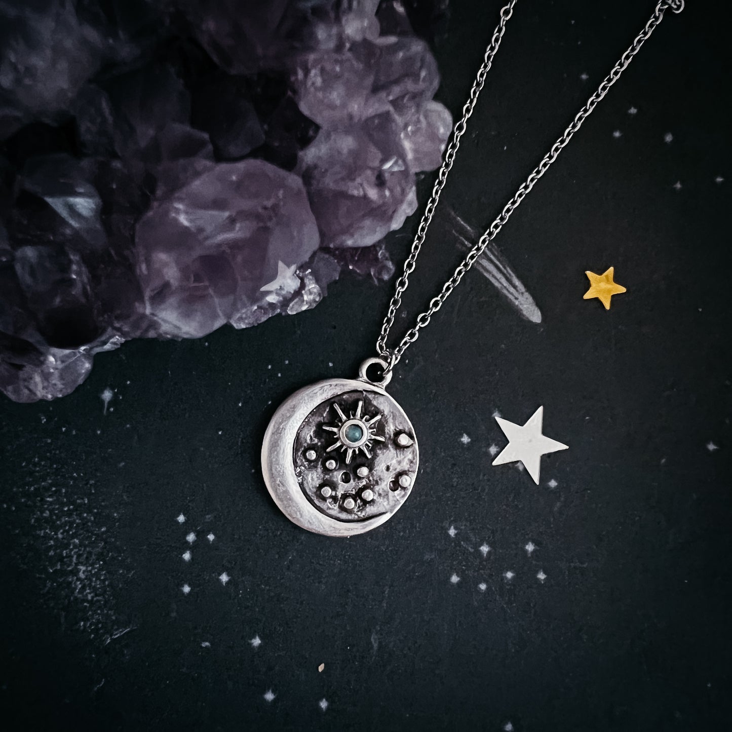 North Star Pendant Necklace with Opal Necklace Yugen Handmade
