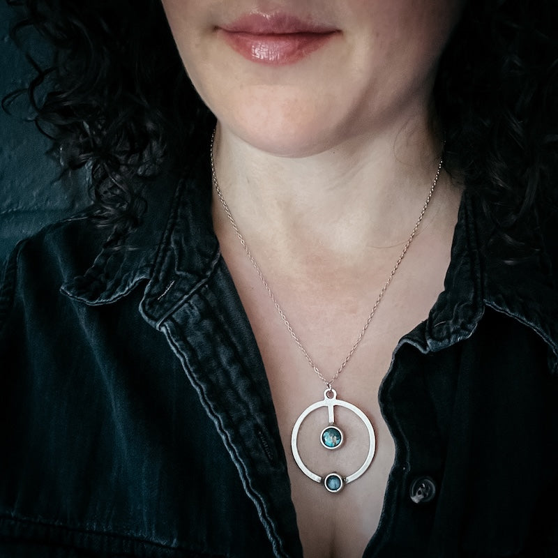 Artemis Necklace - Lunar Orbit Pendant with Natural Stones Necklace Yugen Handmade