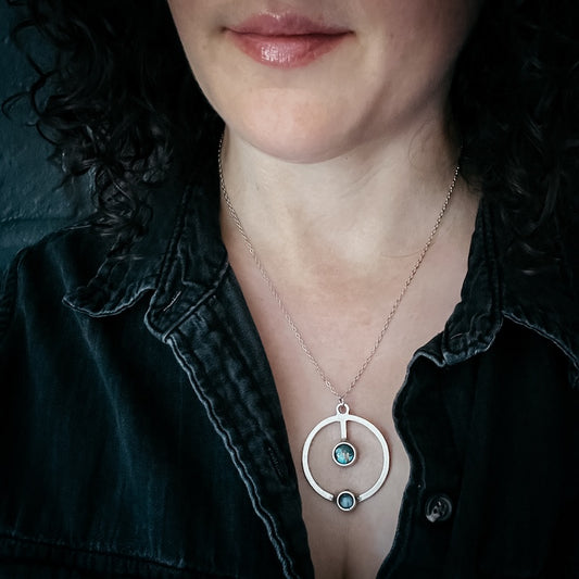 Artemis Necklace - Lunar Orbit Pendant with Natural Stones Necklace Yugen Handmade