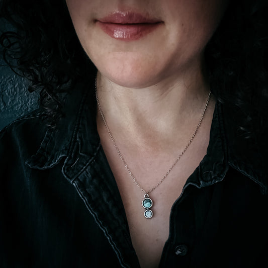 Simple Earth and Moon Natural Stones Pendant Necklace Necklace Yugen Handmade