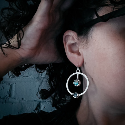 Artemis Earrings - Lunar Orbit Dangles with Natural Stones Earrings Yugen Handmade