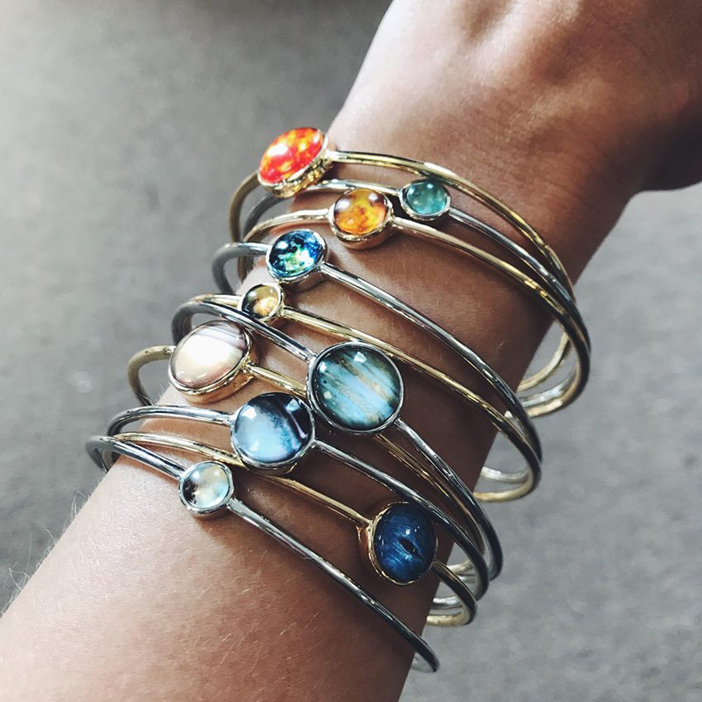 Solar System Stacked Bangle Set Bracelet Yugen Handmade Mix of Both