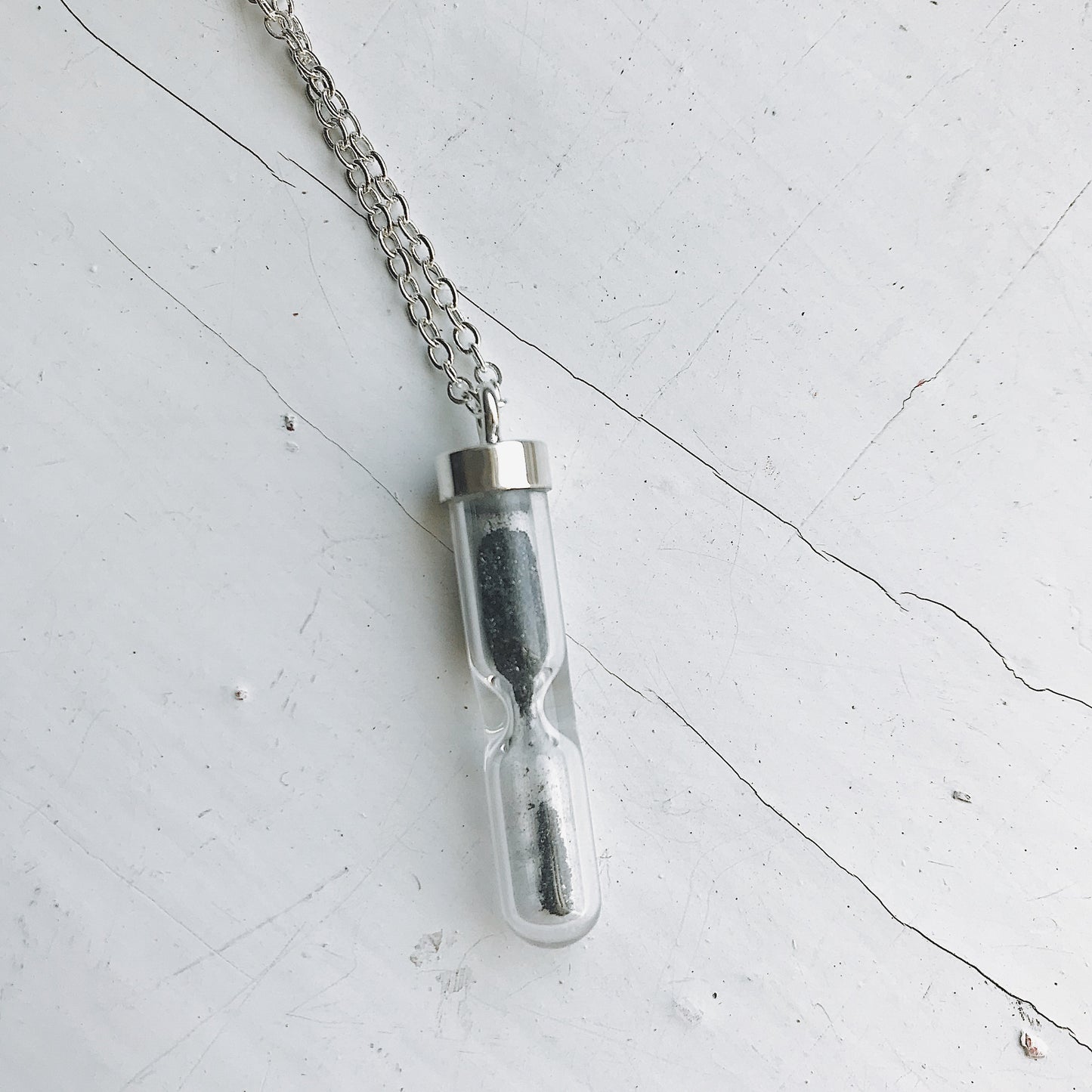 Space Time Hourglass Necklace with Meteorite Dust Necklace Yugen Handmade