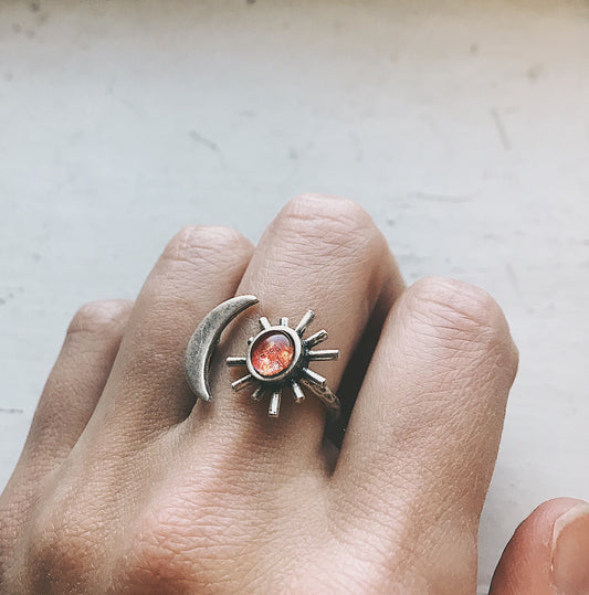 Sun and Moon Sculptural Statement Ring Ring Yugen Handmade
