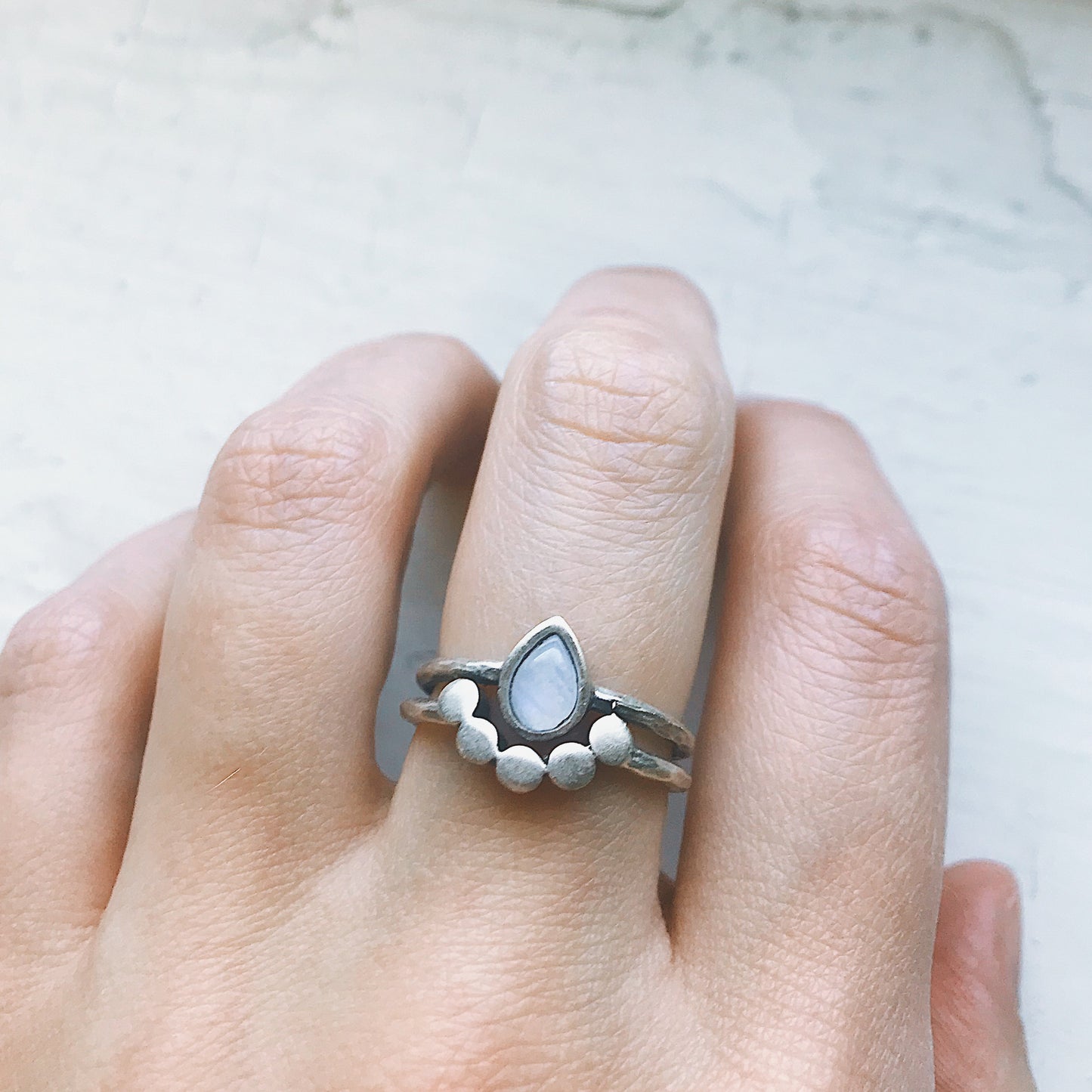 Moondrop Moonstone Ring Ring Yugen Handmade
