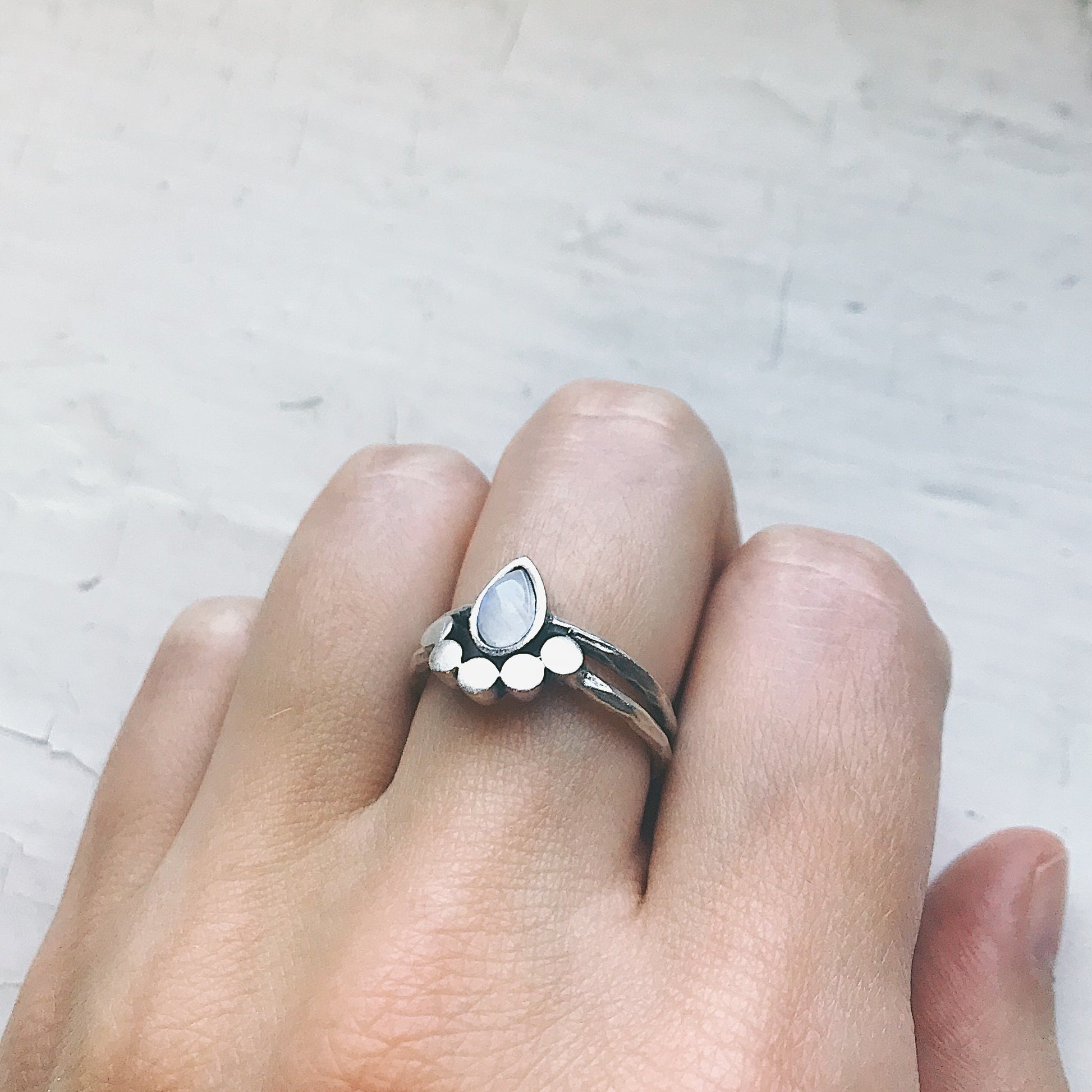 Moondrop Moonstone Ring Ring Yugen Handmade