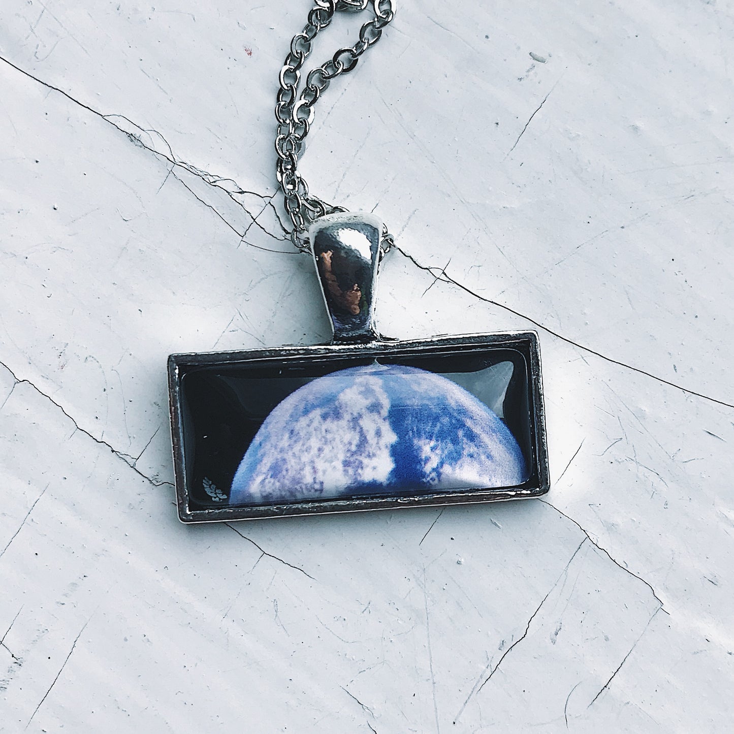 Planetary Society LightSail Rectangle Necklace - Earth Necklace Yugen Handmade