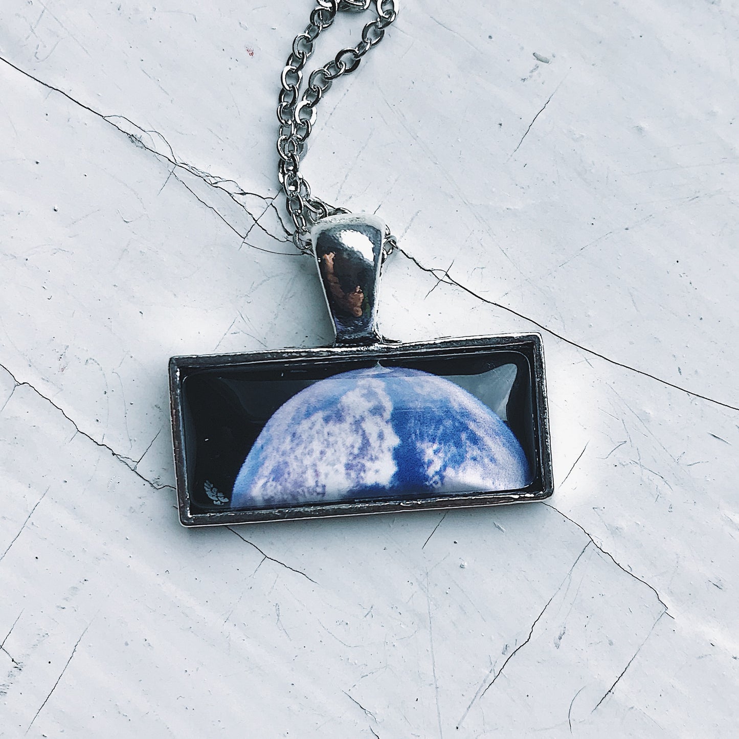 Planetary Society LightSail Rectangle Necklace - Earth Necklace Yugen Handmade   