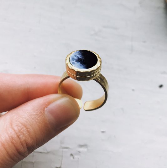 My Moon Hammered Custom Ring Ring Yugen Handmade Gold Tone