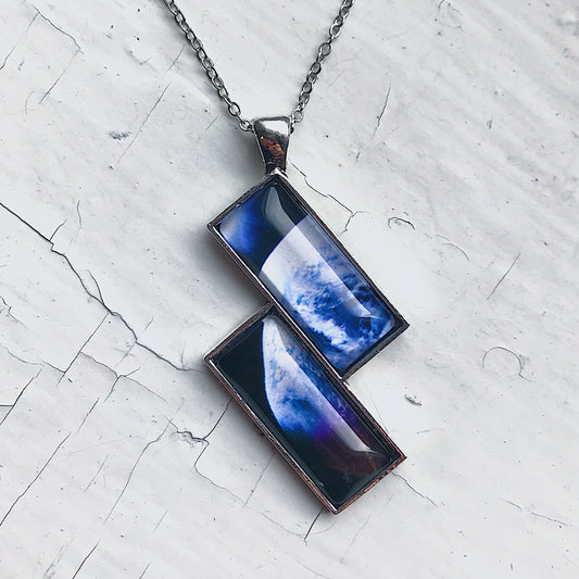 Planetary Society LightSail 2 Image Rectangle Earth Necklace Necklace Yugen Handmade