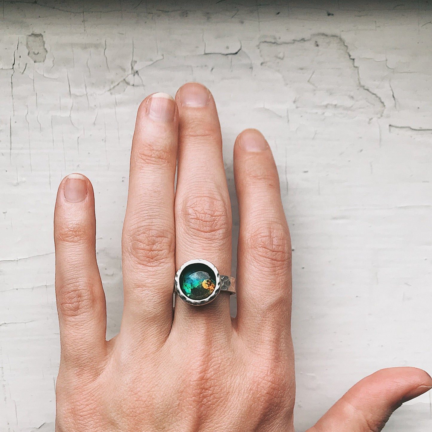 Hammered Adjustable Galaxy Space Ring Ring Yugen Handmade   