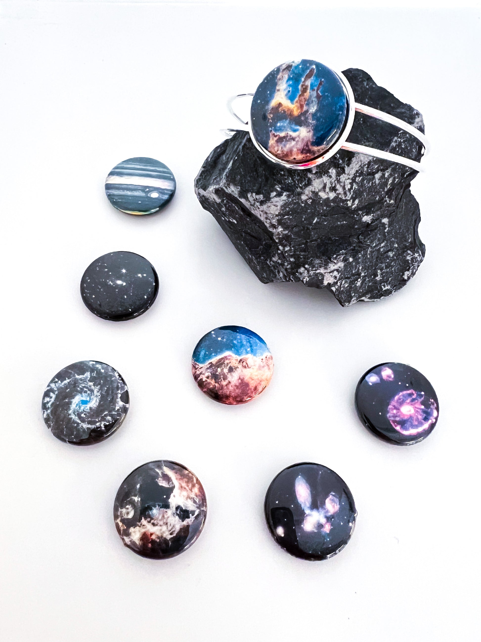 Interchangeable JWST First Images Cuff Bracelet Bracelet Yugen Handmade Silver Tone