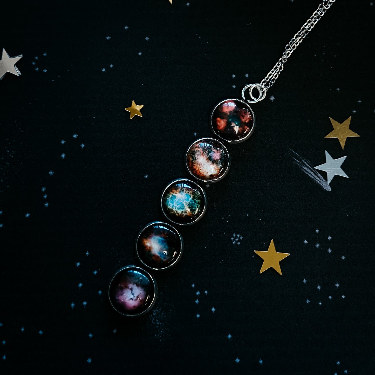 Nebula Rainbow Vertical Pendant Necklace Necklace Yugen Handmade   