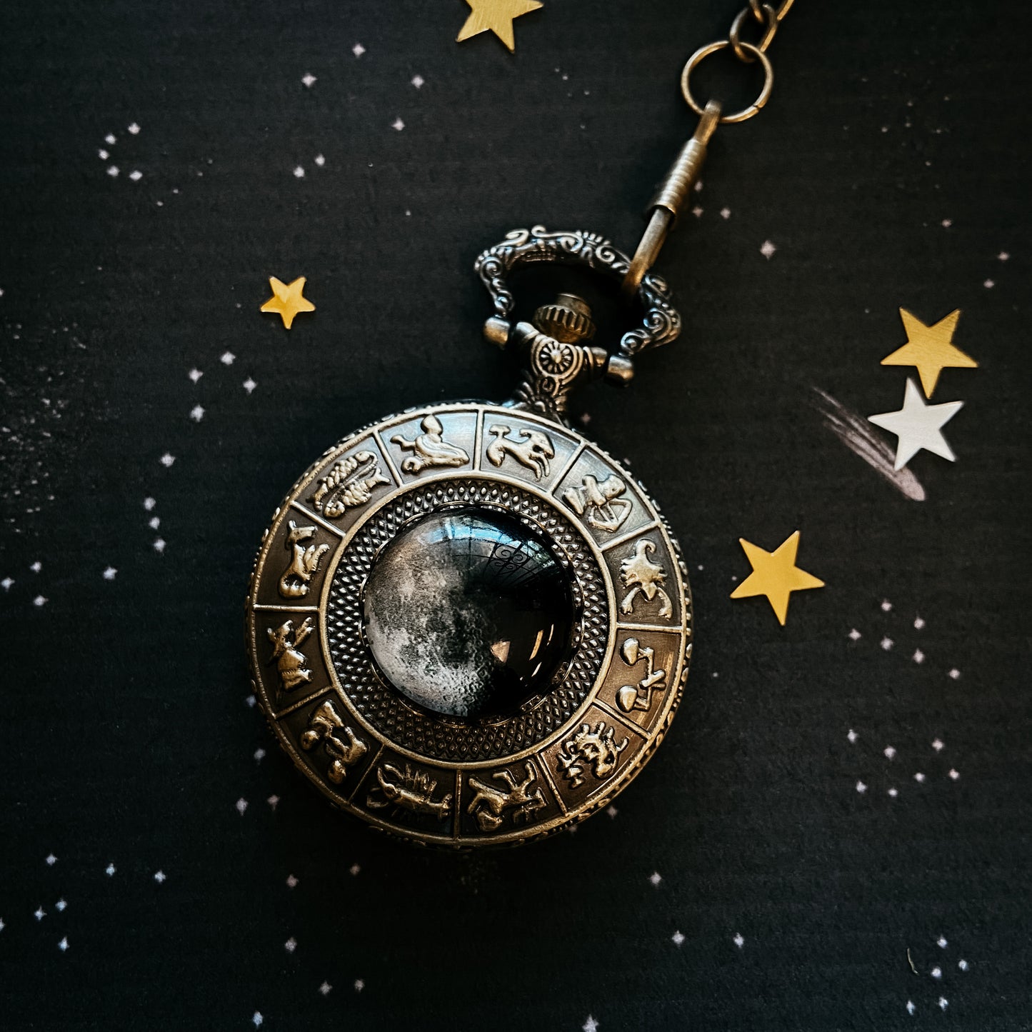 My Moon Custom Lunar Phase Zodiac Pocket Watch Pocket Watch Yugen Handmade