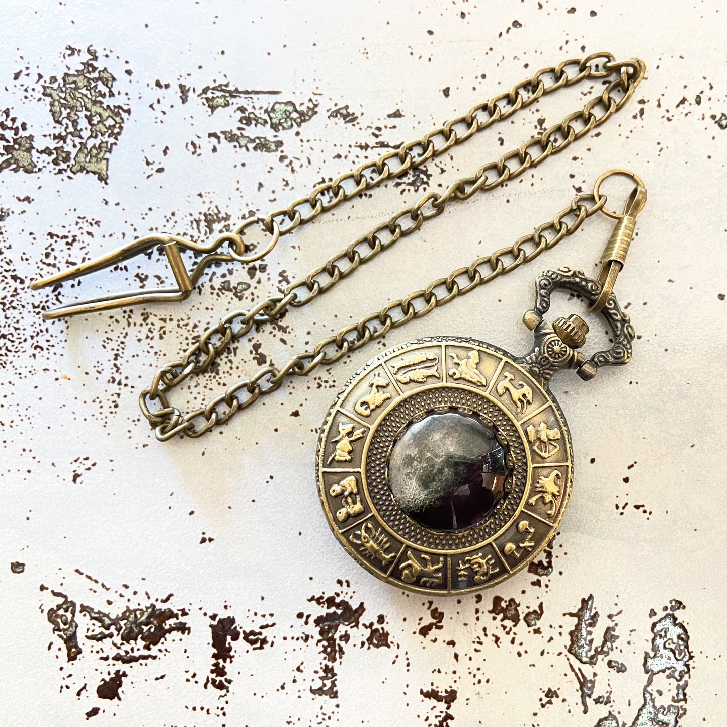My Moon Custom Lunar Phase Zodiac Pocket Watch Pocket Watch Yugen Handmade