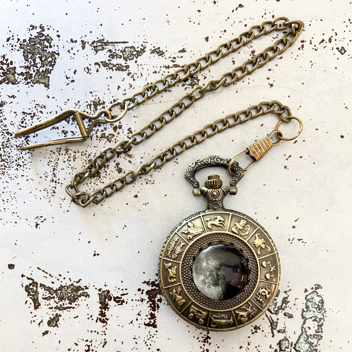 My Moon Custom Lunar Phase Zodiac Pocket Watch Pocket Watch Yugen Handmade