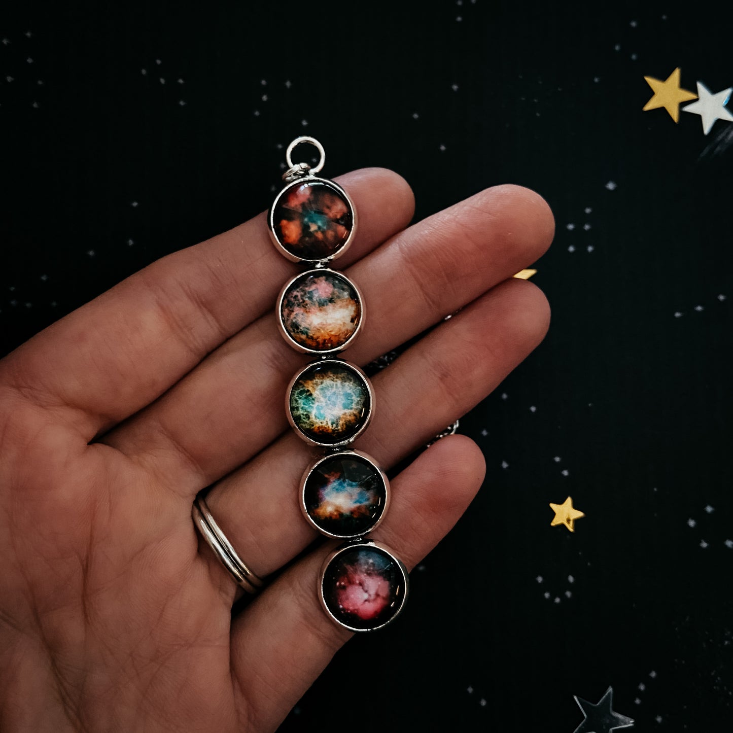 Nebula Rainbow Vertical Pendant Necklace Necklace Yugen Handmade