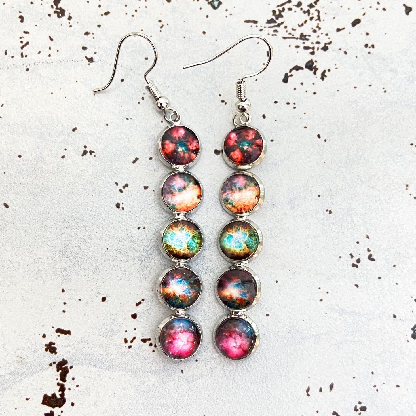 Nebula Rainbow Vertical Dangle Earrings Earrings Yugen Handmade