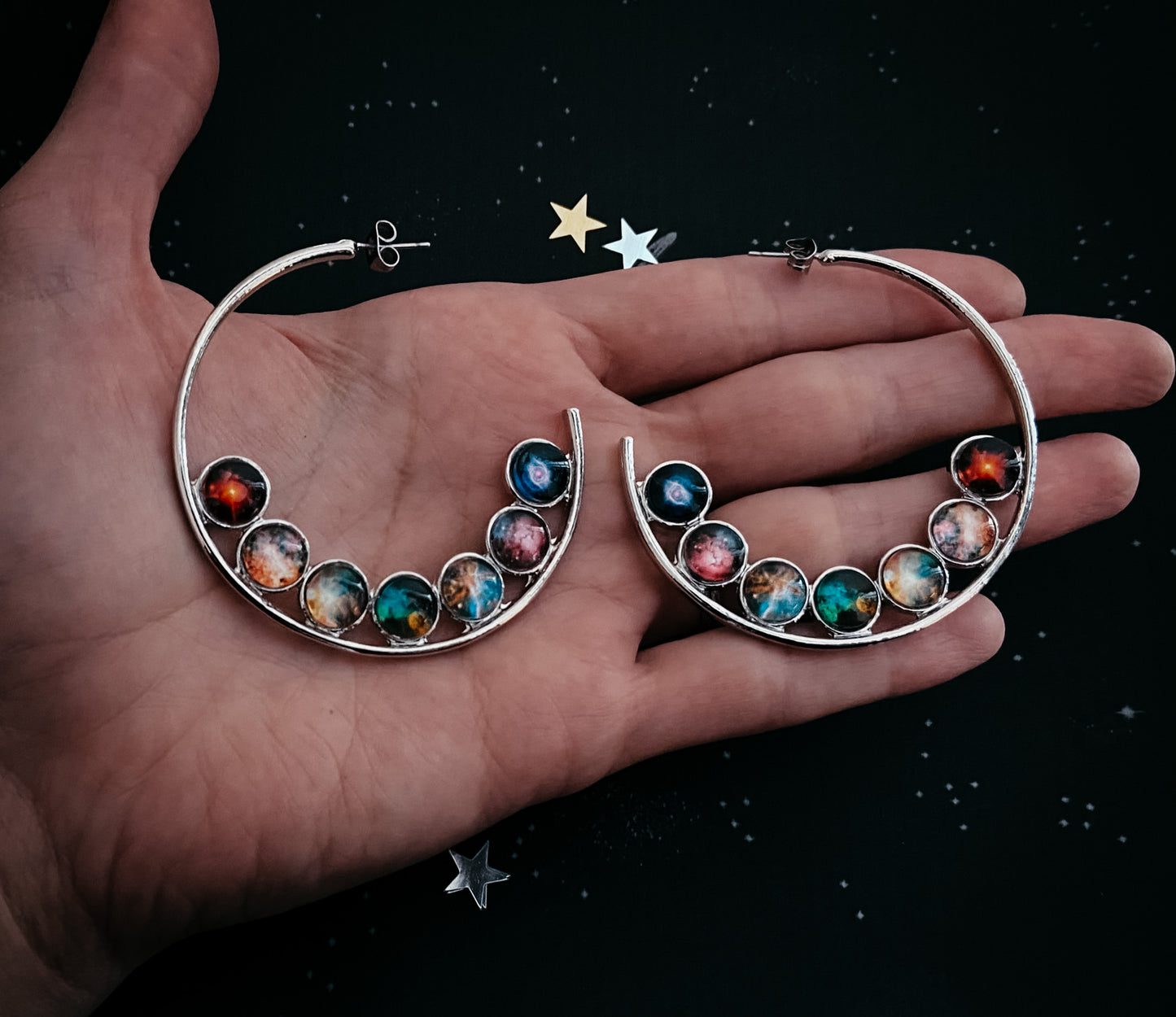 Nebula Rainbow Pride Hoop Earrings Earrings Yugen Handmade