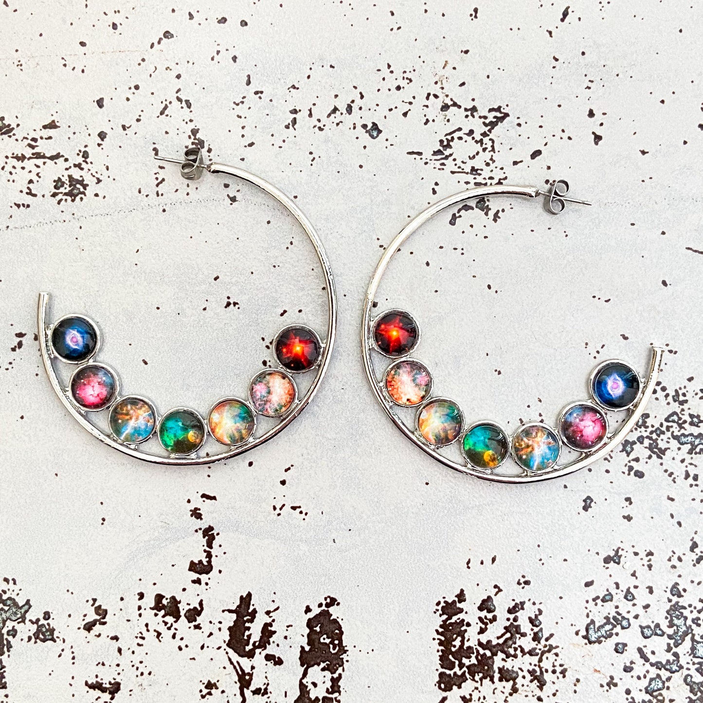 Nebula Rainbow Pride Hoop Earrings Earrings Yugen Handmade
