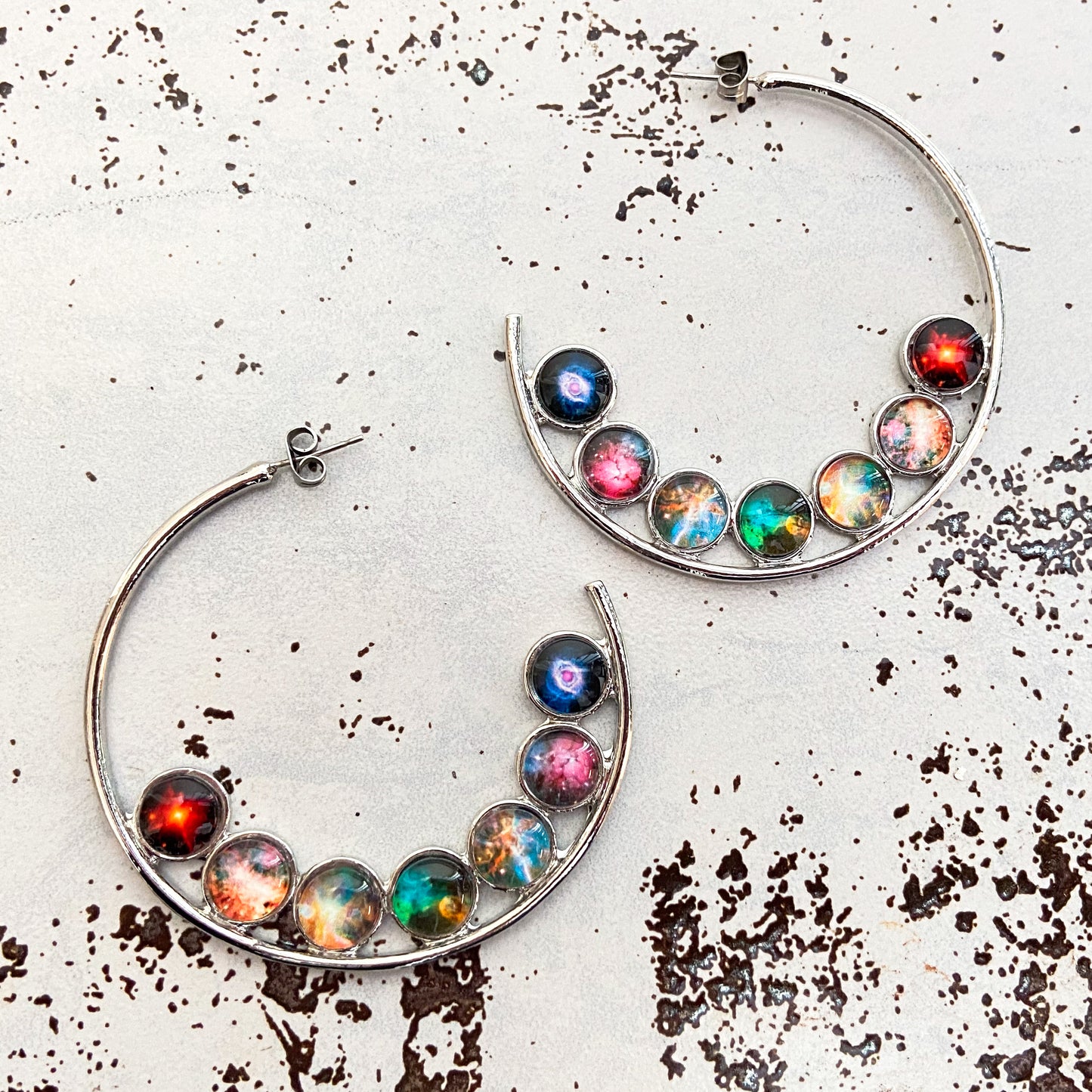 Nebula Rainbow Pride Hoop Earrings Earrings Yugen Handmade   