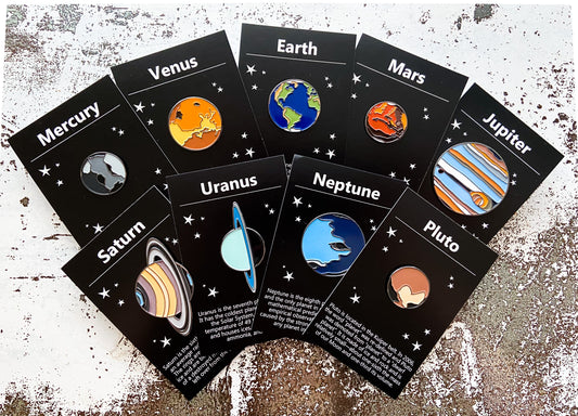 Solar System Planet Enamel Pin Set of 9 Enamel Pin Yugen Handmade