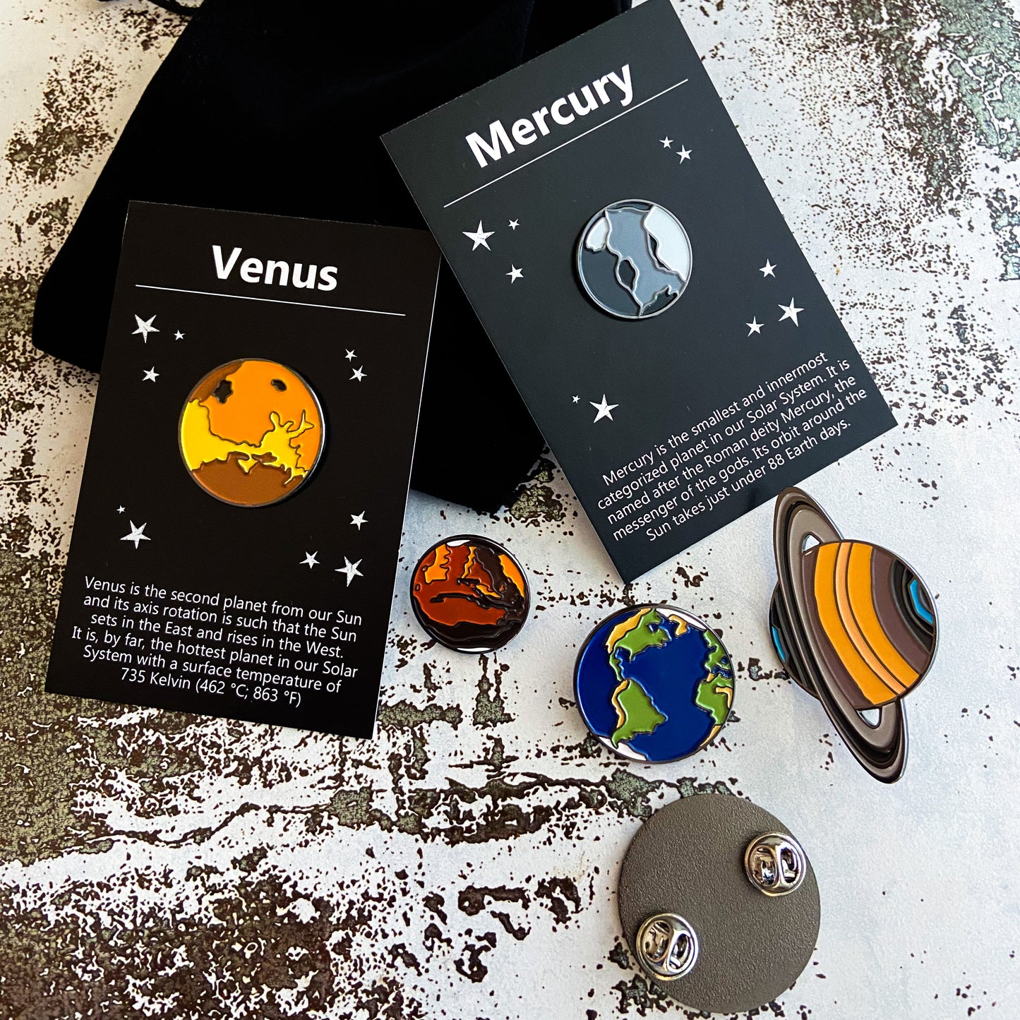 Solar System Planet Enamel Pin Set of 9 Enamel Pin Yugen Handmade   