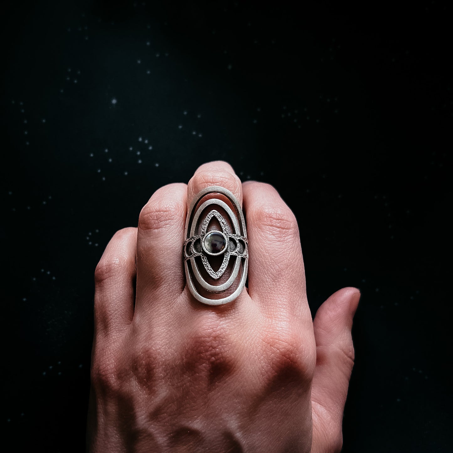 My Moon Cosmic Ripple Personalized Ring with Lunar Phase Band Ring Yugen Handmade