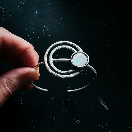 Cosmic Ripple Bracelet with Rainbow Moonstone Bracelet Yugen Handmade