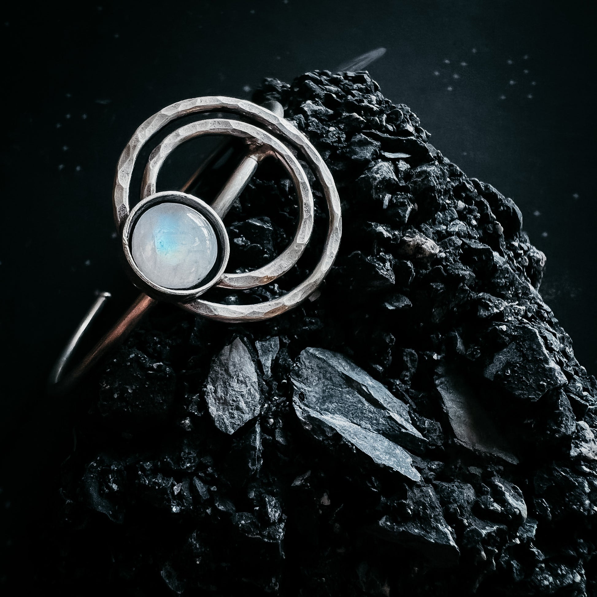 Cosmic Ripple Bracelet with Rainbow Moonstone Bracelet Yugen Handmade