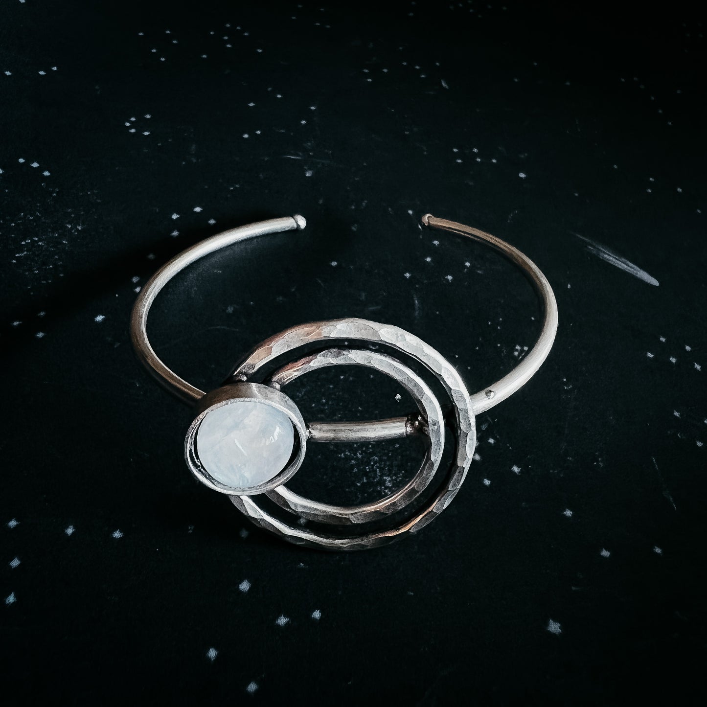 Cosmic Ripple Bracelet with Rainbow Moonstone Bracelet Yugen Handmade