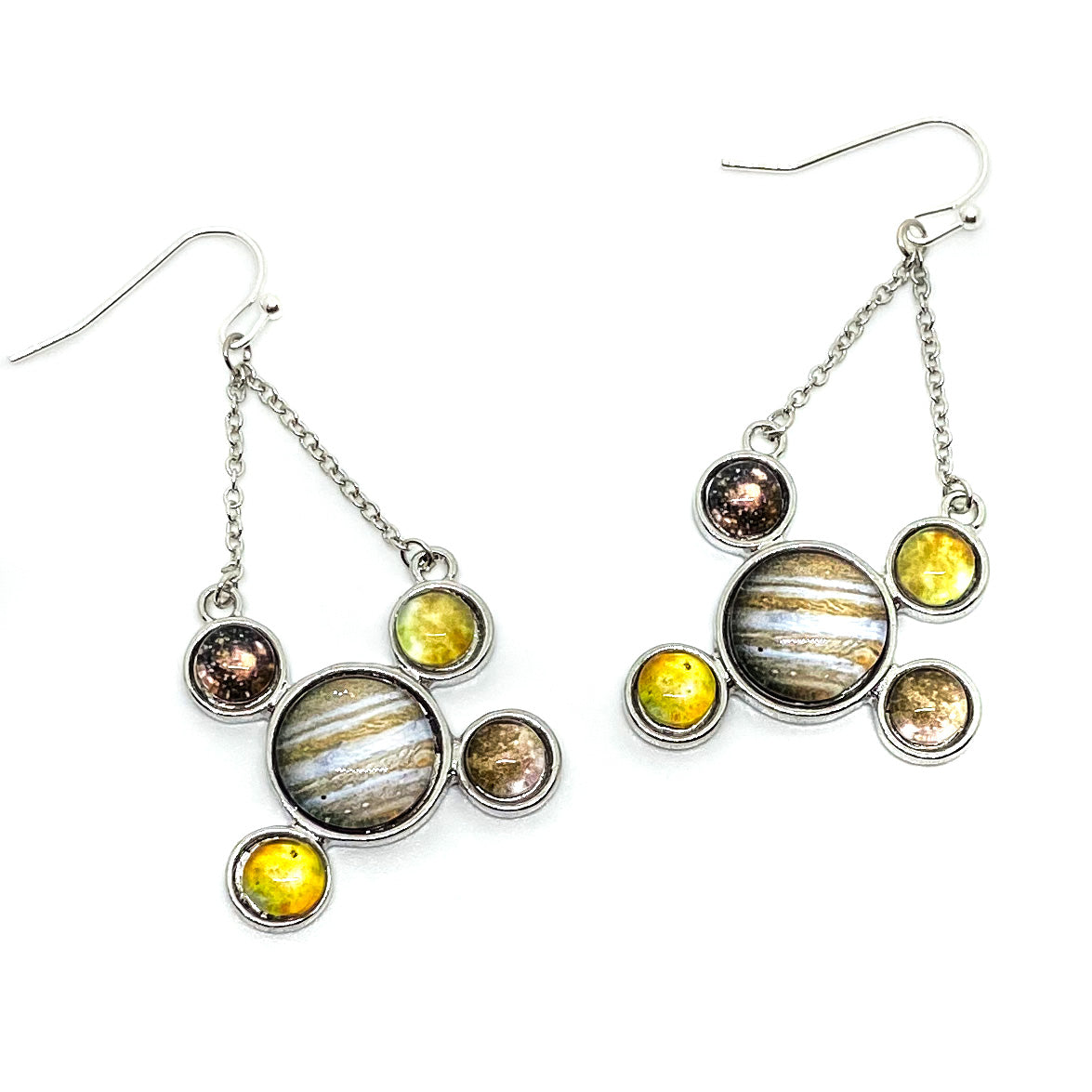 Jupiter and Galilean Moons Dangle Earrings Earrings Yugen Handmade   