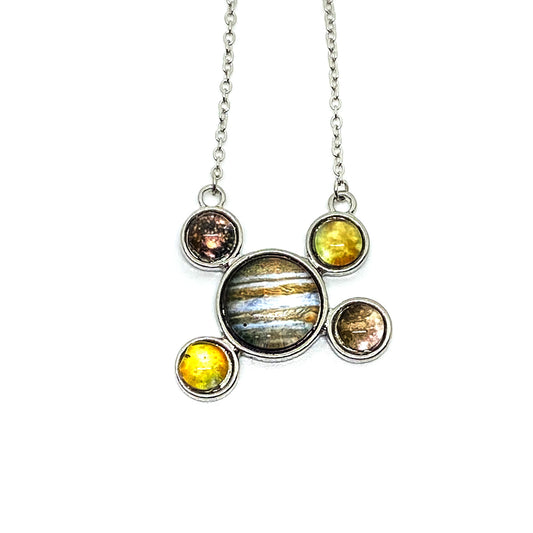 Jupiter and Galilean Moons Silver Pendant Necklace Necklace Yugen Handmade