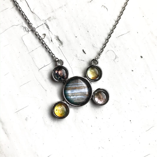 Jupiter and Galilean Moons Silver Pendant Necklace Necklace Yugen Handmade