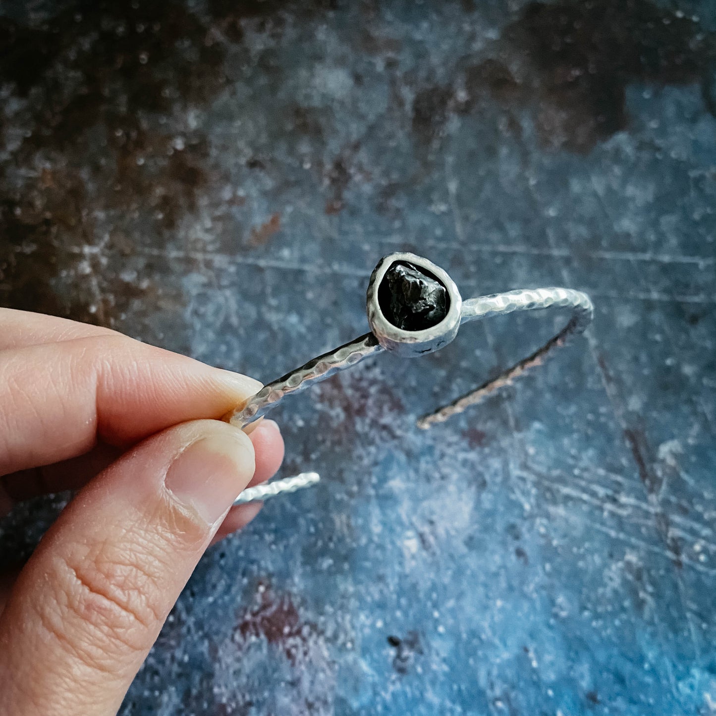 Teardrop Meteorite Cuff Bracelet Bracelet Yugen Handmade