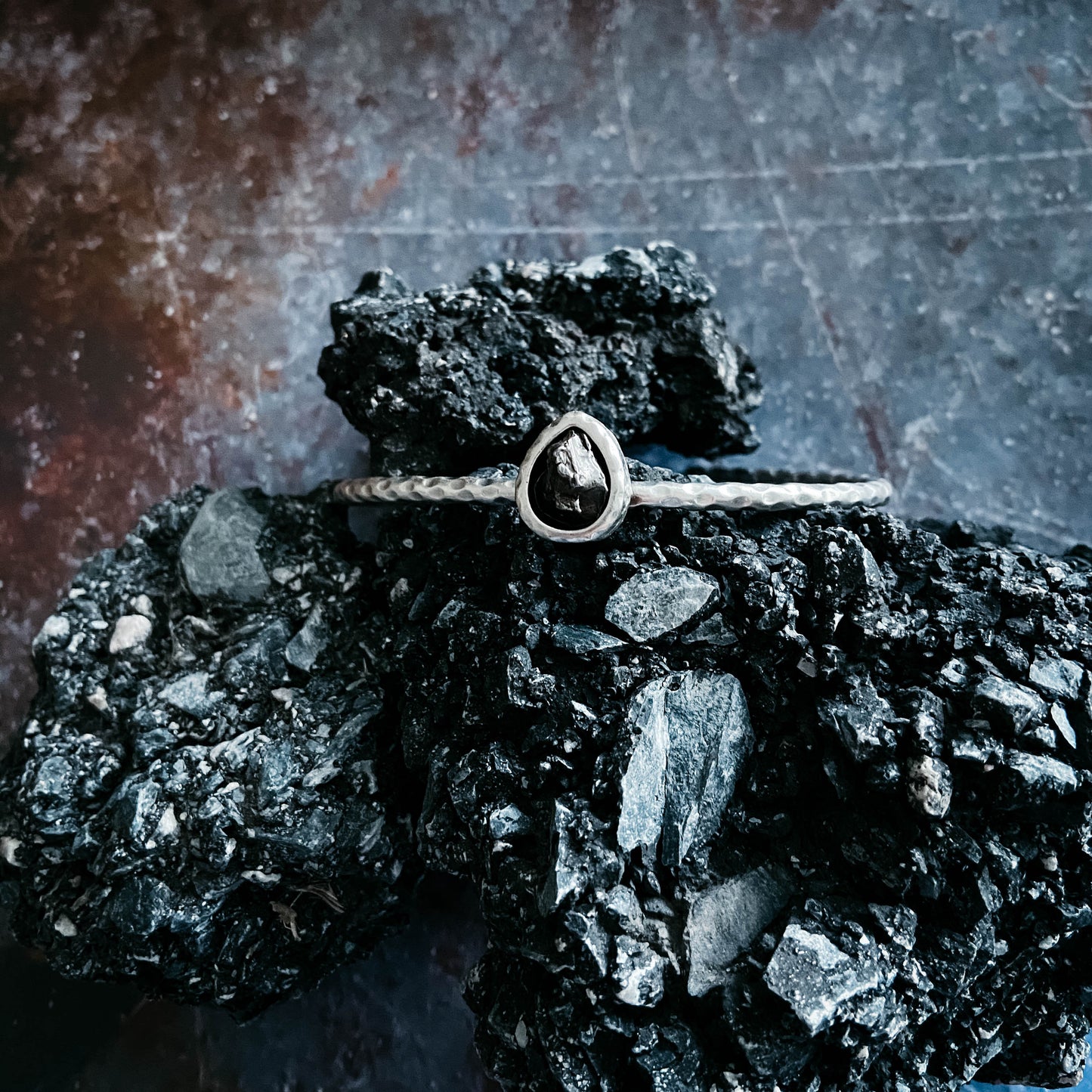 Teardrop Meteorite Cuff Bracelet Bracelet Yugen Handmade