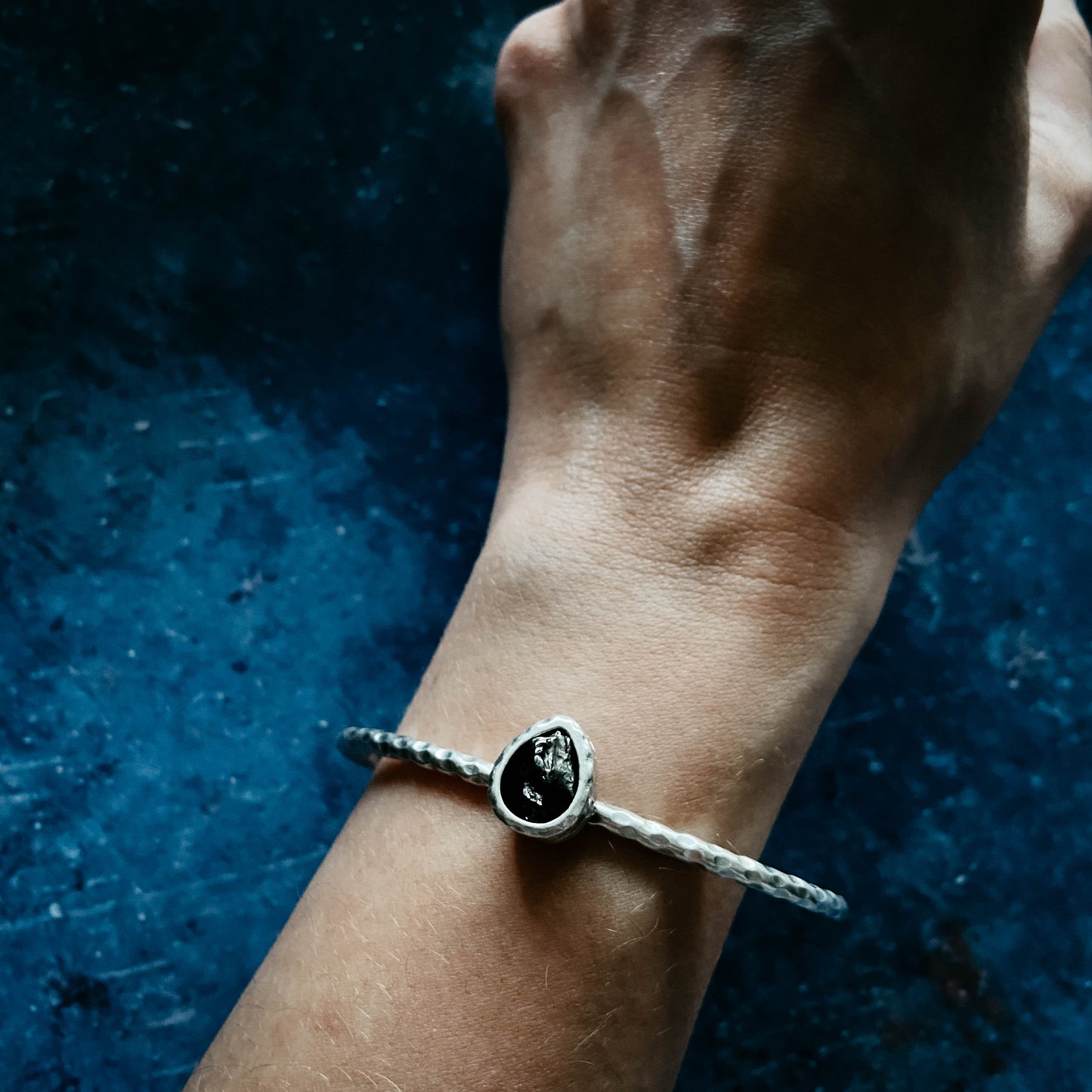 Teardrop Meteorite Cuff Bracelet Bracelet Yugen Handmade