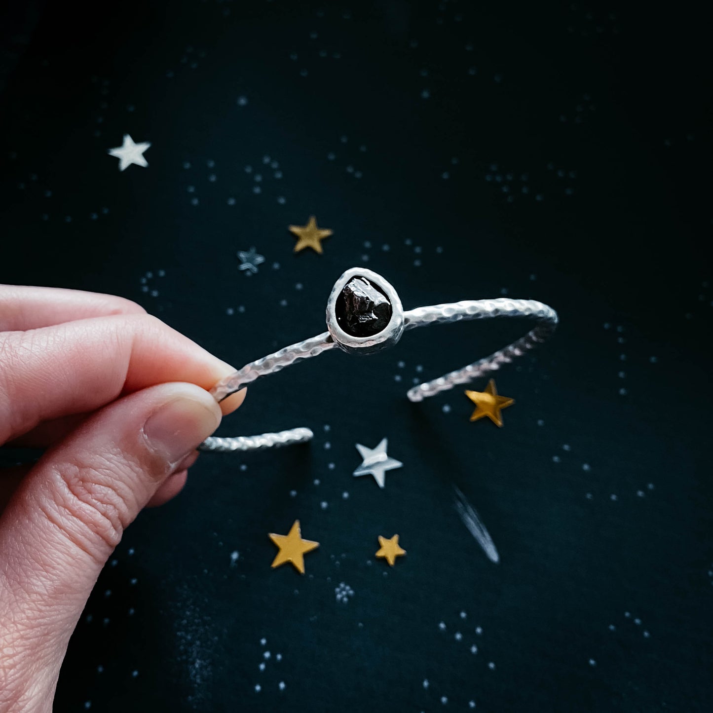 Teardrop Meteorite Cuff Bracelet Bracelet Yugen Handmade