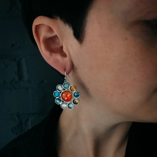 Solar System Halo Dangle Earrings Earrings Yugen Handmade