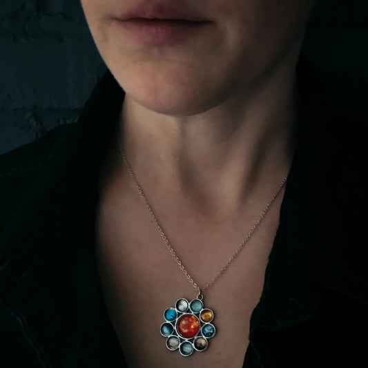 Solar System Halo Pendant Necklace Yugen Handmade