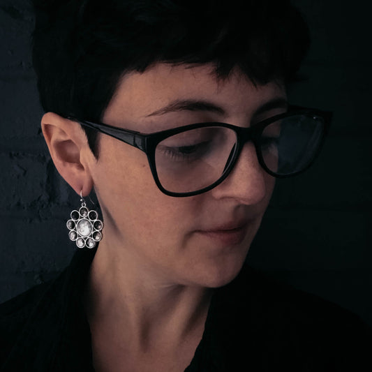 Moon Phases Halo Dangle Earrings Earrings Yugen Handmade