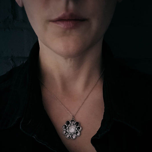 Moon Phase Halo Pendant Necklace Yugen Handmade