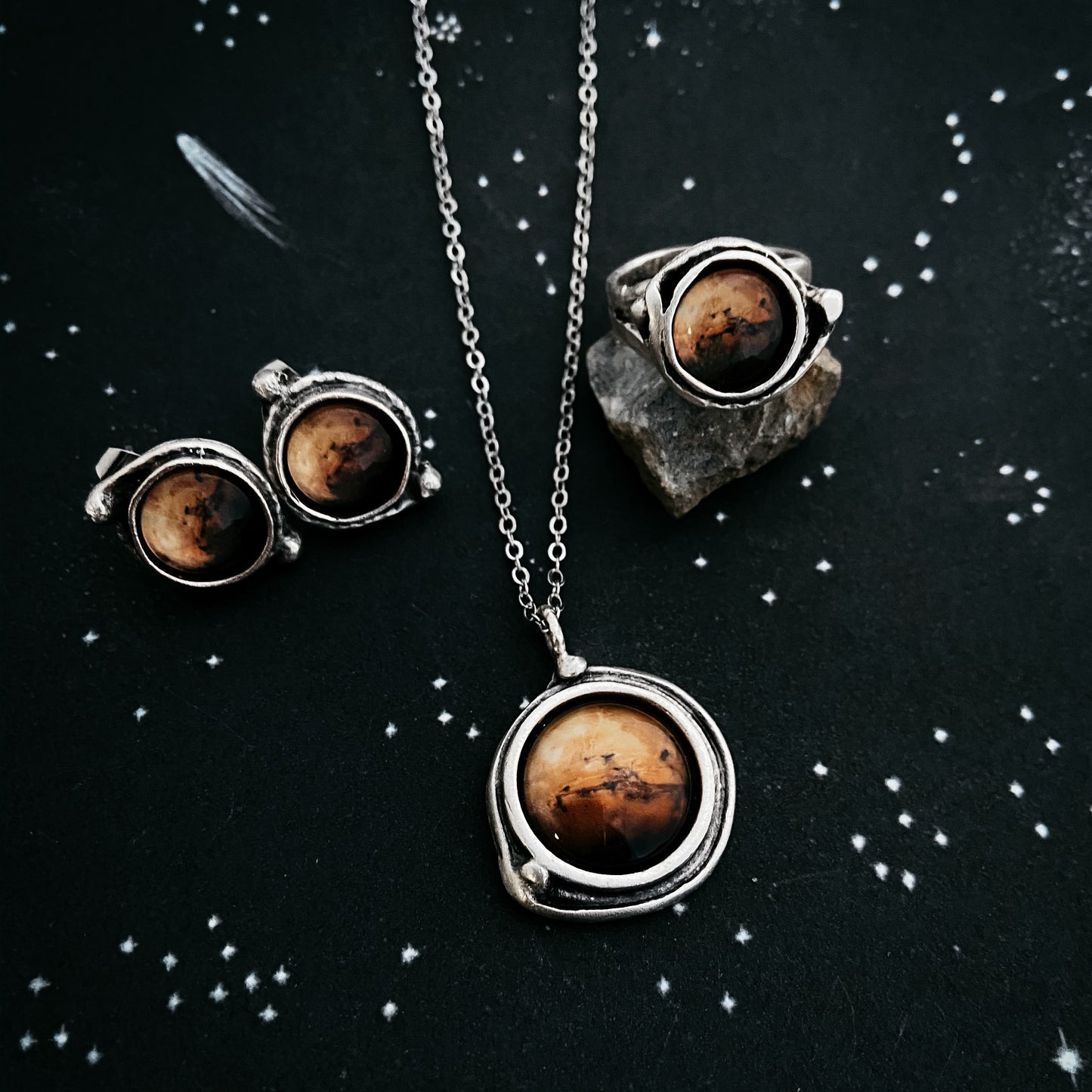 Mars Jewelry Gift Set - Necklace, Earrings, and Ring Jewelry Set Yugen Handmade