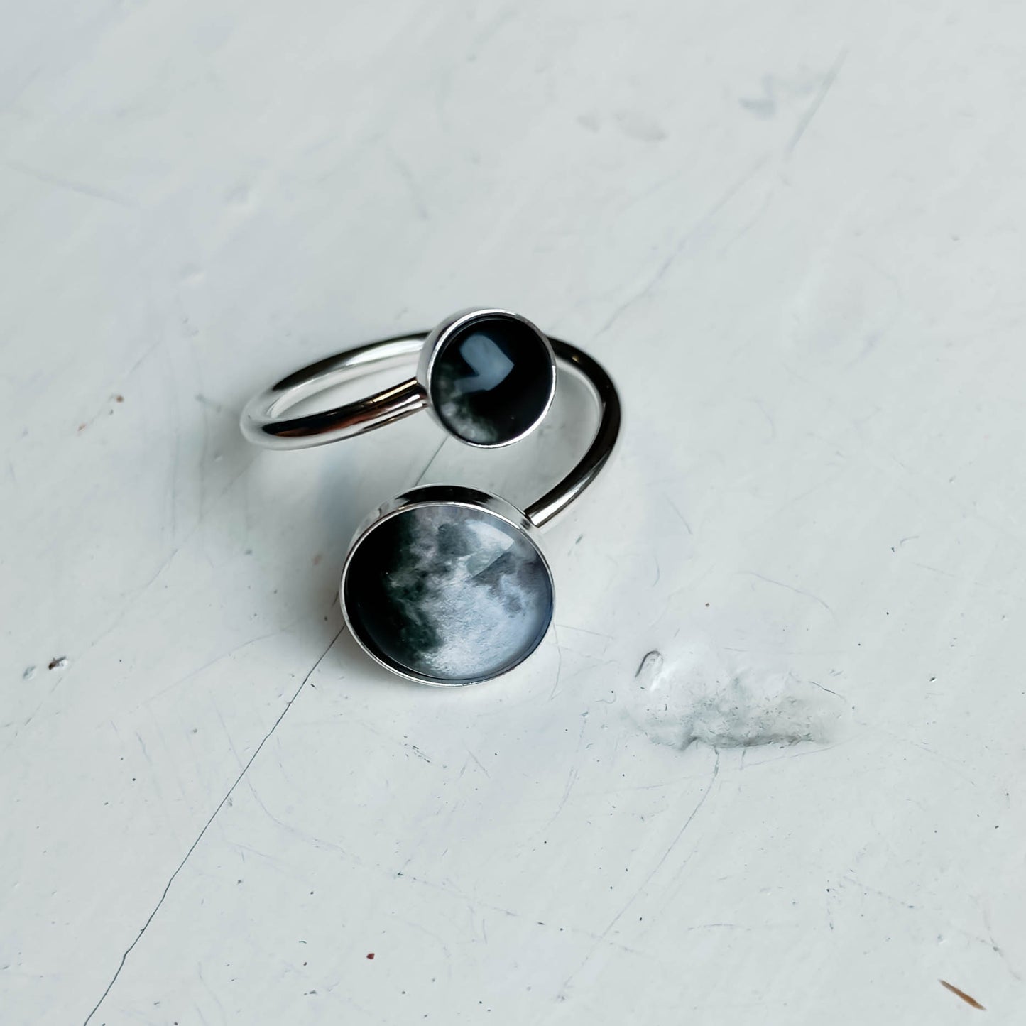 Mother and Me Ring - My Moon Phase Bypass Ring in Sterling Silver Ring Yugen Handmade